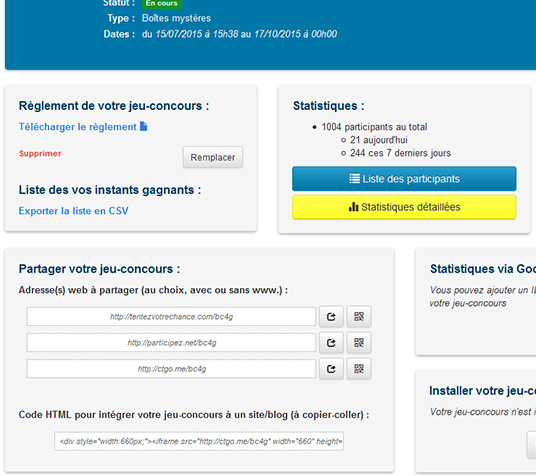 Gestion d'un jeu-concours